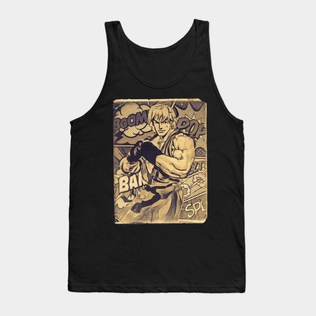 Ken Street Fighter Retro Comic Tank Top by Comic Guy